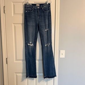 Altar'd State Dark Blue Distressed Boot Cut Jeans Size 29 Long